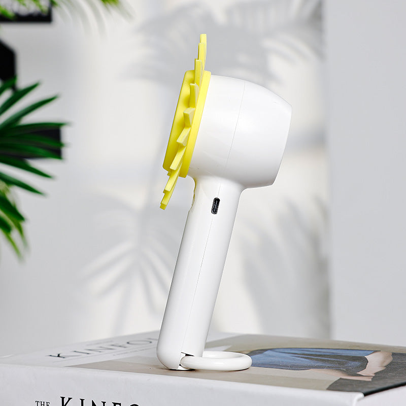Sunflower-Textured Handheld Fan - Ergonomic Silicone Grip & UV-Resistant Design for Outdoor Activities #SweatProofCooling #SummerEssentials
