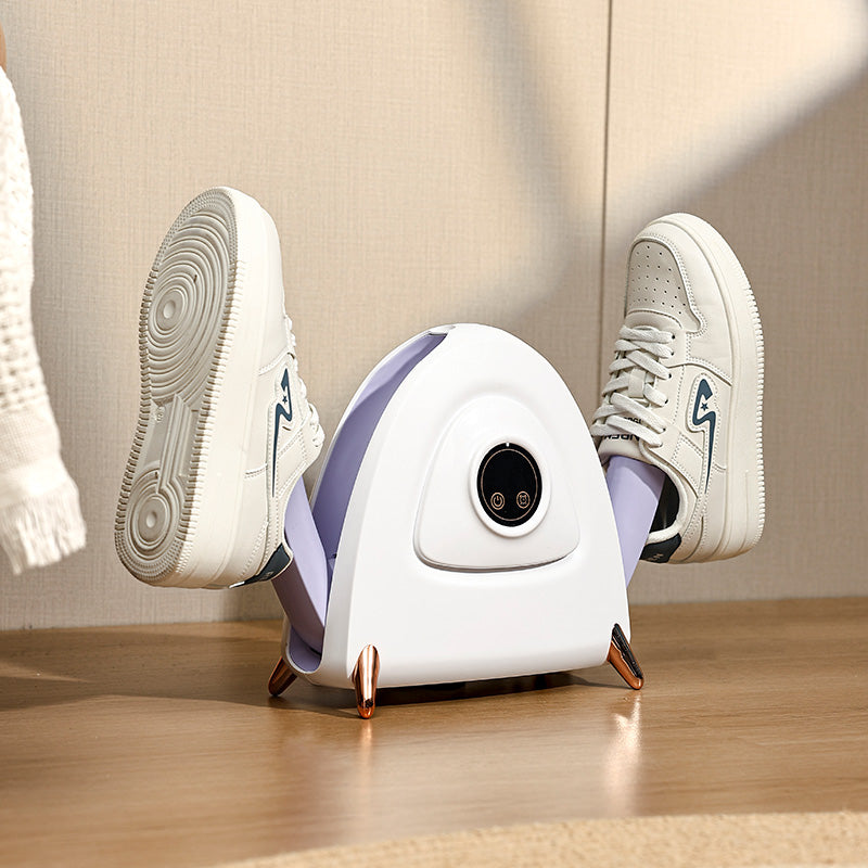 Luxury Shoe Care Station - UV Sterilization & Golden Touch Control, Modern Violet/White Design for Sneakerheads #SmartAppliances #HomeTech